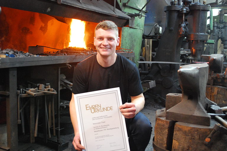 3. Bundessieger PLW 2020 Metallbauer Maximilian Theel, Kunstschmiede Unterrainer