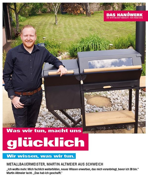 Einen Smoker wollte er eigentlich immer schon haben. Da hat er sich einfach einen selbst gebaut. Martin Altmeier mit seinem Meisterstück.Bestmeister 2020/2021